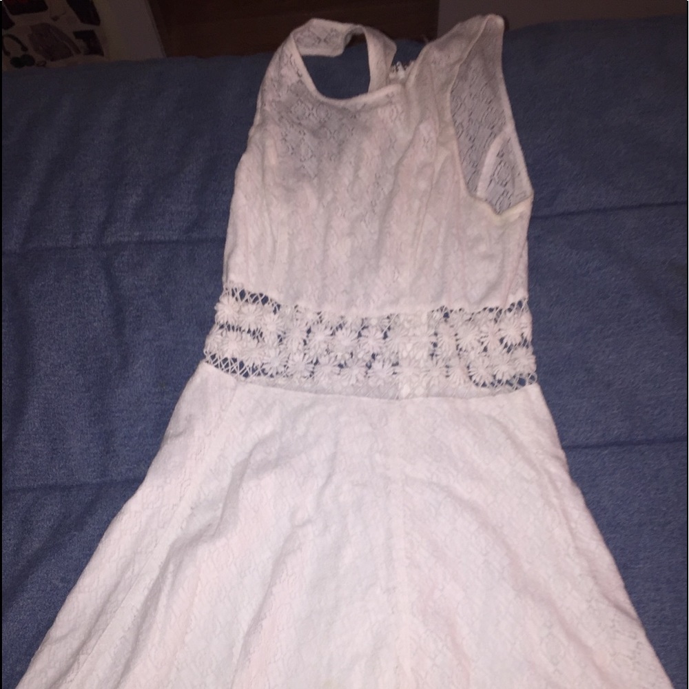 White Free People Lace Dress with Flower Cutout